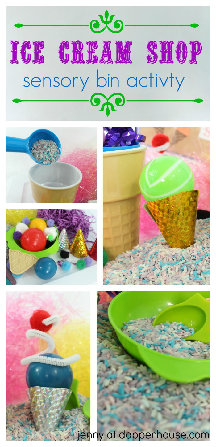 How to Make an Ice Cream Themed Sensory Bin for Kids to Learn Through Play