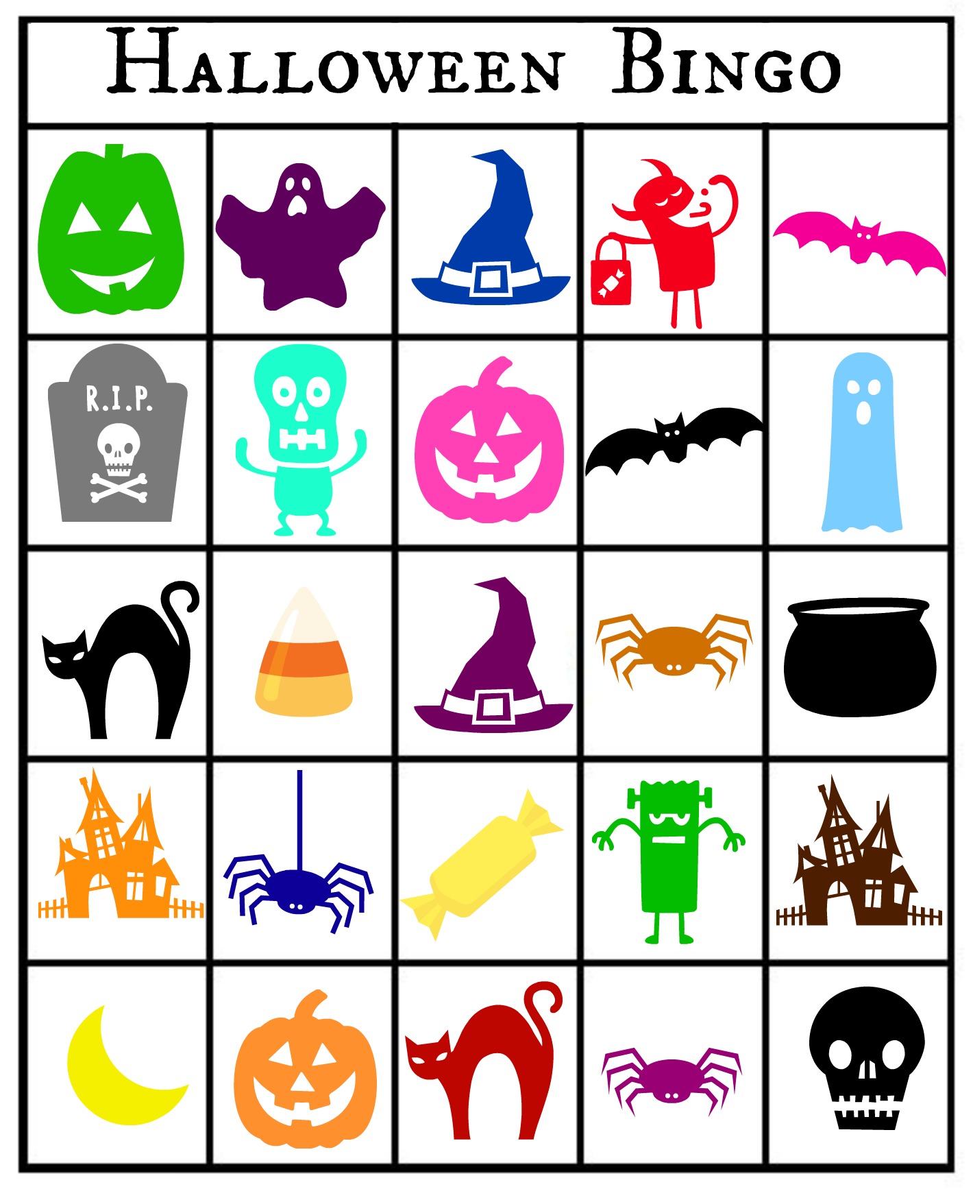 Free Printable Halloween Themed Bingo Cards