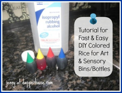 DIY Colored Rice Sensory Bin @dapperhouse #montessori #sensory 