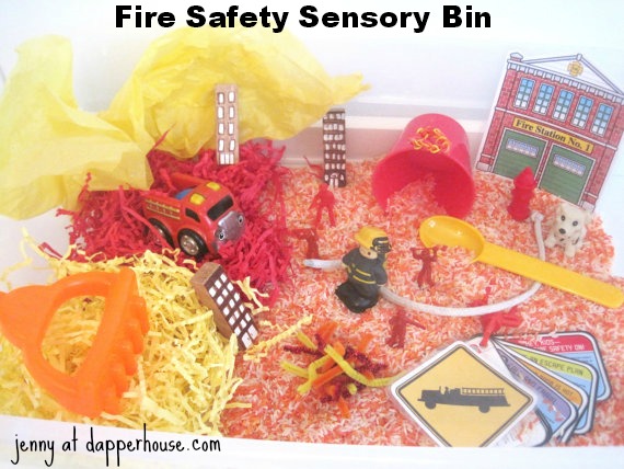 fire safety sensory bin @dapperhouse Etsy