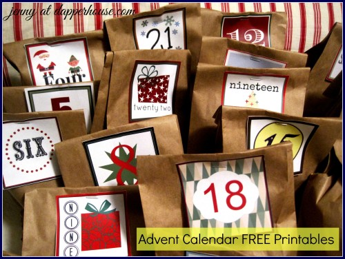 #advent #calendar #printable #free #December gift bags paper sacks @dapperhouse