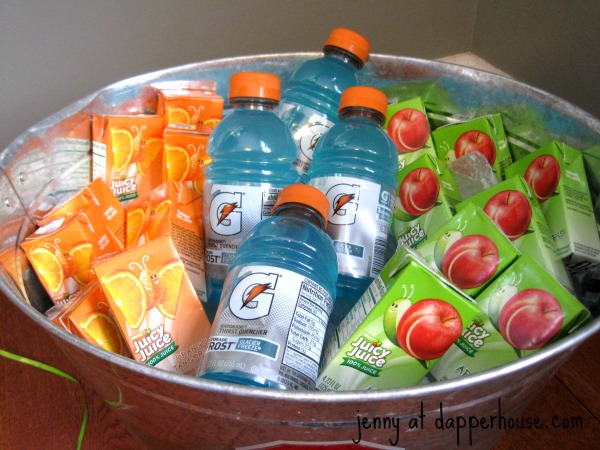 DIY party ideas for family football teams dueling tablescapes kids drinks ice bucket display @dapperhouse