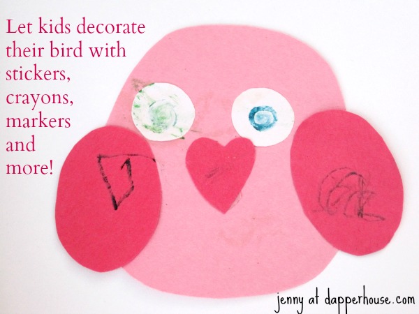 Easy & fast Valentine's Day Bird Paper Craft DIY Tutorial free Printables @dapperhouse