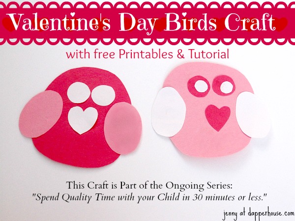 Valentine's Day Bird Paper Craft Easy DIY Tutorial free Printables @dapperhouse