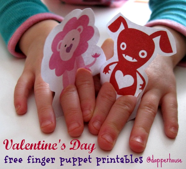 Valentines Day finger puppet kids activity free printable @dapperhouse