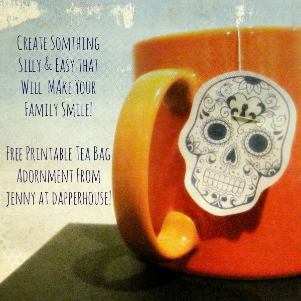 create fun and free tea bag adornment from @dapperhouse Day of the Dead Sugar Skull