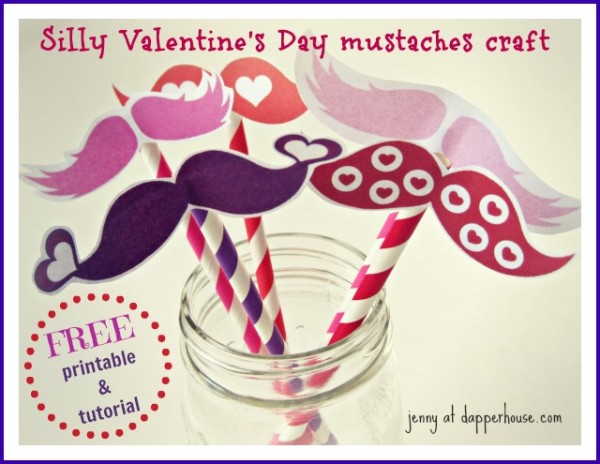 fun and free valentine's day mustaches free printables  and tutorial crafts activities with kids @dapperhouse