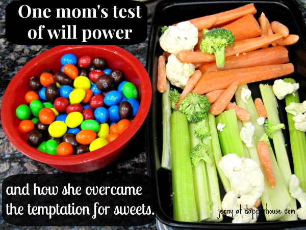 test of will power m&ms vs. veggies on a diet you can eat healthy and prove it @dapperhouse