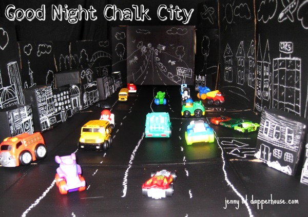 Good Night Chalk City @dapperhouse make this chalkboard city play place for your child DIY