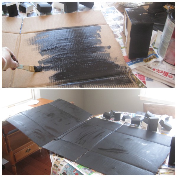Reusable DIY Chalkboard City easy to make play set from old boxes @dapperhouse