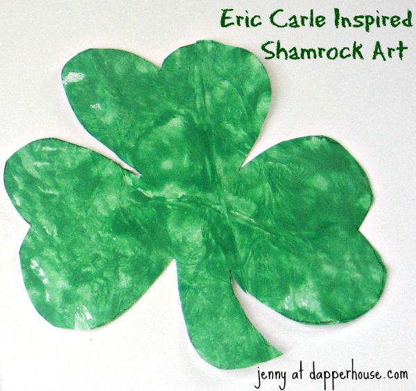 eric carle inspired shamrock art for St. Patrick's Day craft activity @dapperhouse