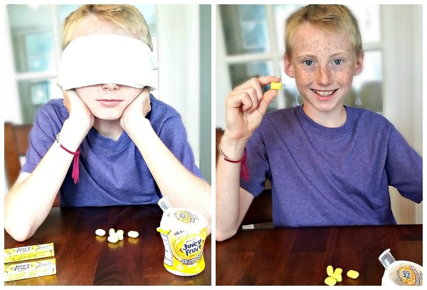 Doing a blind taste test to discover the secret flavors in Juicy Fruit Gum #JuicyFruitFunSide  #shop #cbias @dapperhouse