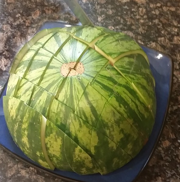 How to slice up a watermelon fast and easy and non traditional with no mess or fuss @dapperhouse