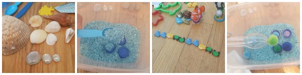 How to Create and then use an Ocean themed sensory bin for early childhood learning @dapperhouse