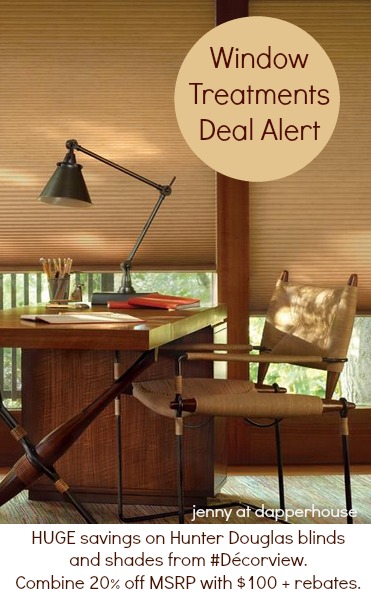 Amazing savings on Hunter Douglas blinds and shades from #Décorview. Combine 20 off MSRP with Hunter Douglas rebates. #Decorview #Ad @dapperhouse DEAL ALERT!