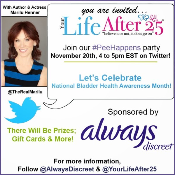 Always Discreet twitter party with Marilu Henner