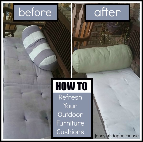 Before and After DIY TIPS for redoing your old outdoor patio cushions @dapperhouse