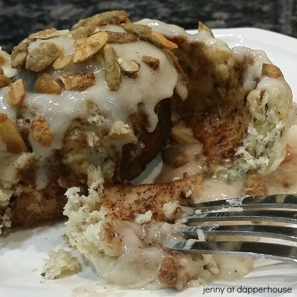 Ooey Gooey cinnamon rolls Healthier recipe with candied pumpkin seeds @dapperhouse