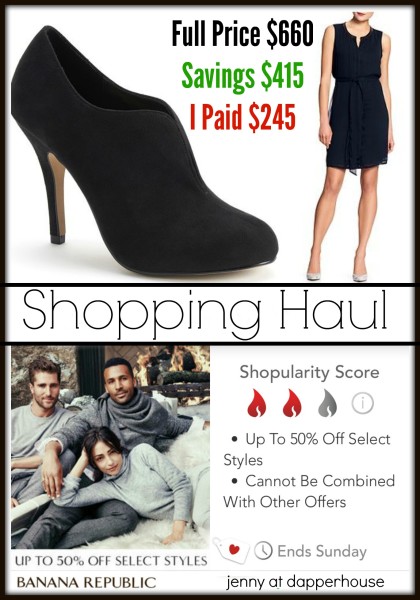 Shopping Haul with incredible savings from Banana Republic JCrew Kohls and Northface @shopular app jenny at dapperhouse