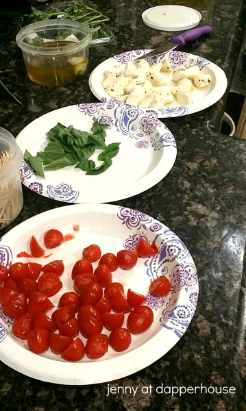 ingredients to make caprese skerwers and fall decor for parites @dapperhouse