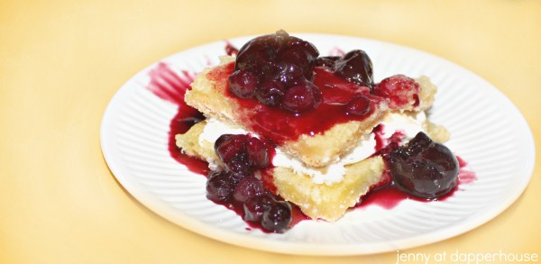 Lemon Bars with Cream Cheese and Berry Sauce @dapperhouse