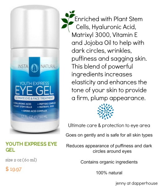 Youth Express Eye Gel from @InstaNatural @dapperhouse #eye #gel #youth #wrinkles