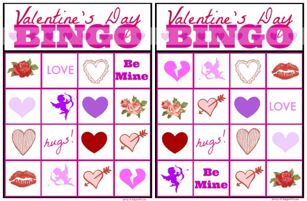 Free Printable Valentine's Day BINGO Cards Game - Jenny at dapperhouse