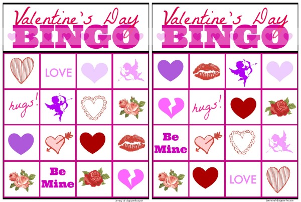 Free Printable Valentine's Day BINGO Cards Game - Jenny at dapperhouse