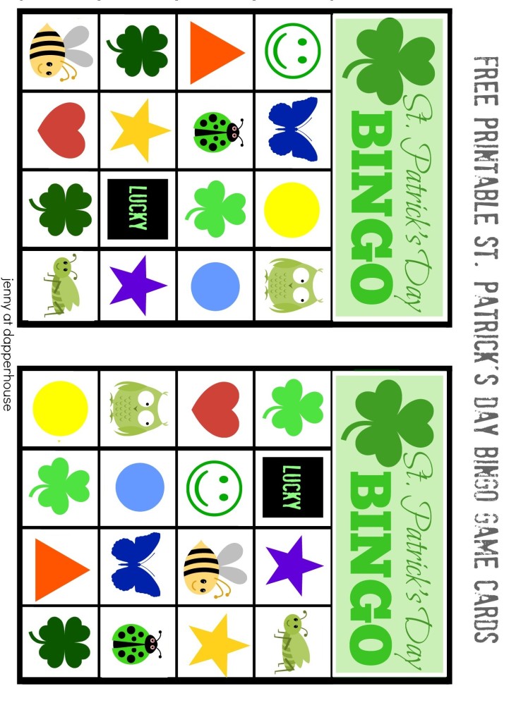 SET 1 - St Patricks Day Bingo Game Cards free printables @dapperhouse