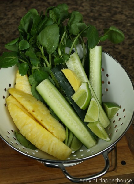 green smoothie ingredient pic #juicing #health #vegan watercress, ginger, lime, pineapple, ginger, cucumber @dapperhouse