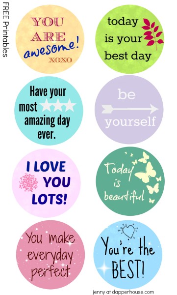 FREE breakfast Printables from jenny at dapperhouse Stick these in pancakes, omelettes, oatmeal and more to give someone special an inspirational day