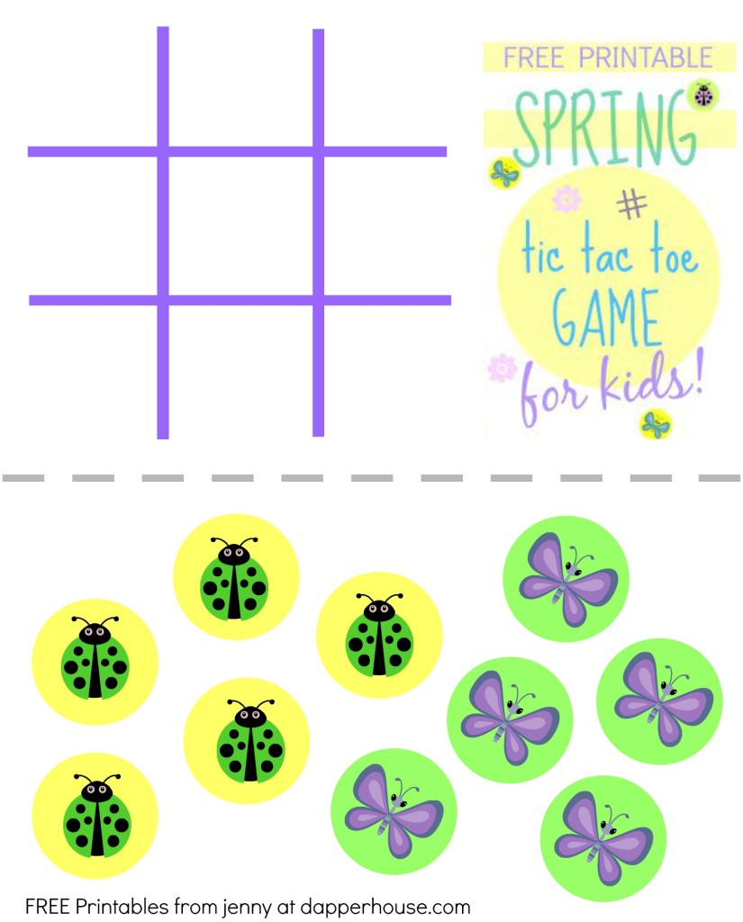 Spring Themed FREE Printables Tic Tac Toe Game for KIDS jenny at dapperhouse.com
