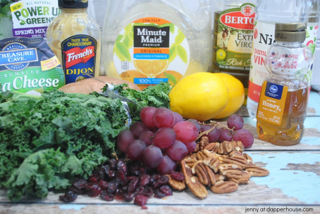 Two Recipes - Citrus Vinaigrette Dressing and Kale Salad with Sweet Potatoes and Qunoa - from jenny at dapperhouse