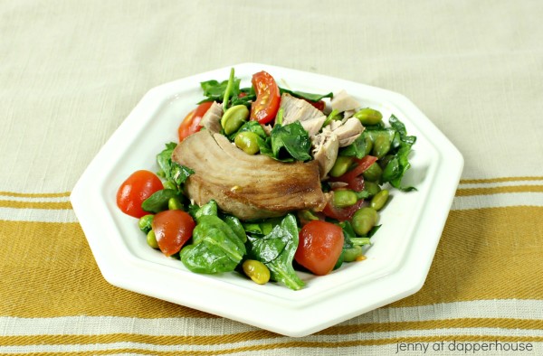 Asian fusion warm Tuna steak salad - jenny at dapperhouse - fast and easy recipe
