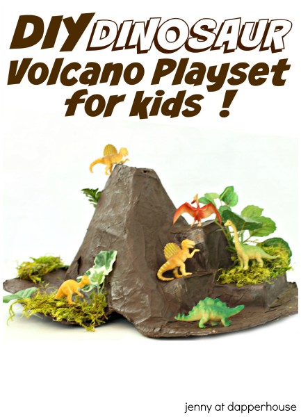DIY Dinosaur Volcano for kids Play Set Craft - jenny at dapperhouse