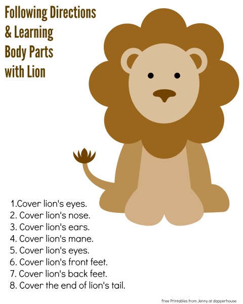 Following Directions and Learning Body Parts With Lion - jenny at dapperhouse -