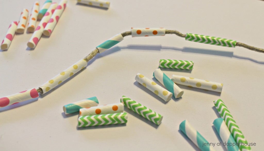 Paper Straw Necklace Craft for kids - Celebrate Spring by Spending time together - jenny at dapperhouse