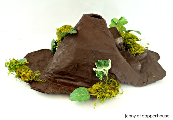 Tutorial DIY Project to build a dinosaur volcano playset for kids - jenny at dapperhouse