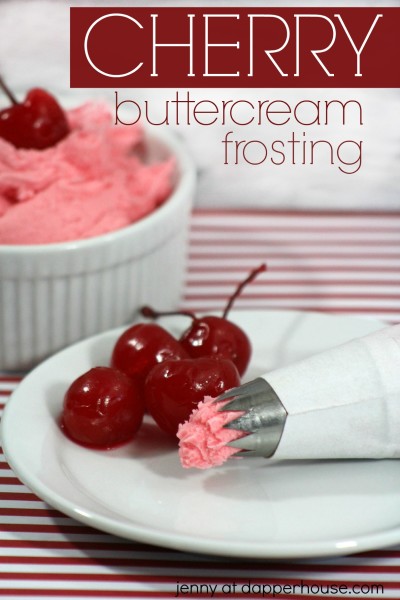 Cherry buttercream frosting recipe #pink from scratch Homemade recipe from jenny at dapperhouse #marachino