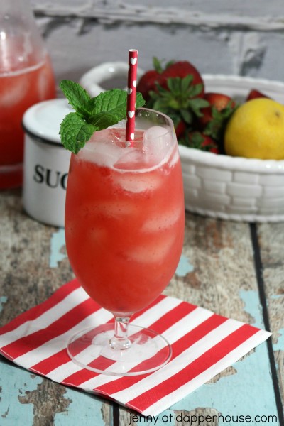 Strawberry Lemonade Mojitos Recipe from jenny at dapperhouse #rum #muddled #alcoholic #party #cheers