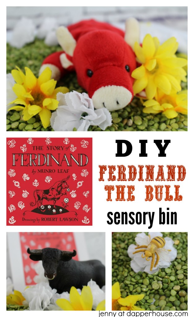 DIY - How to make a Ferdinand the Bull Sensory Bin for kids - jenny at dapperhouse