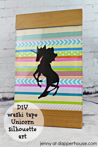 DIY washi tape unicorn silhouette art - jenny at dapperhouse #crafts