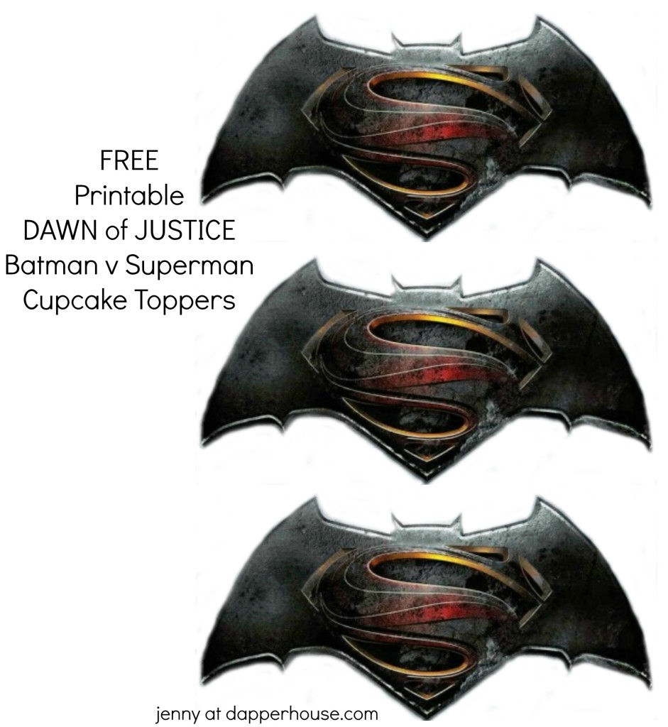 FREE Printable Dawn of Justice - Batman v Superman Cupcake Toppers from jenny at dapperhouse #superhero #birthday #party #free