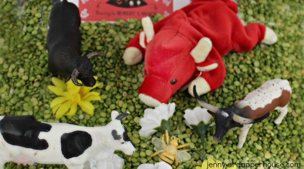 Ferdinand the Bull Sensory Bin Learning and Play Activity for Kids - jenny at dapperhouse