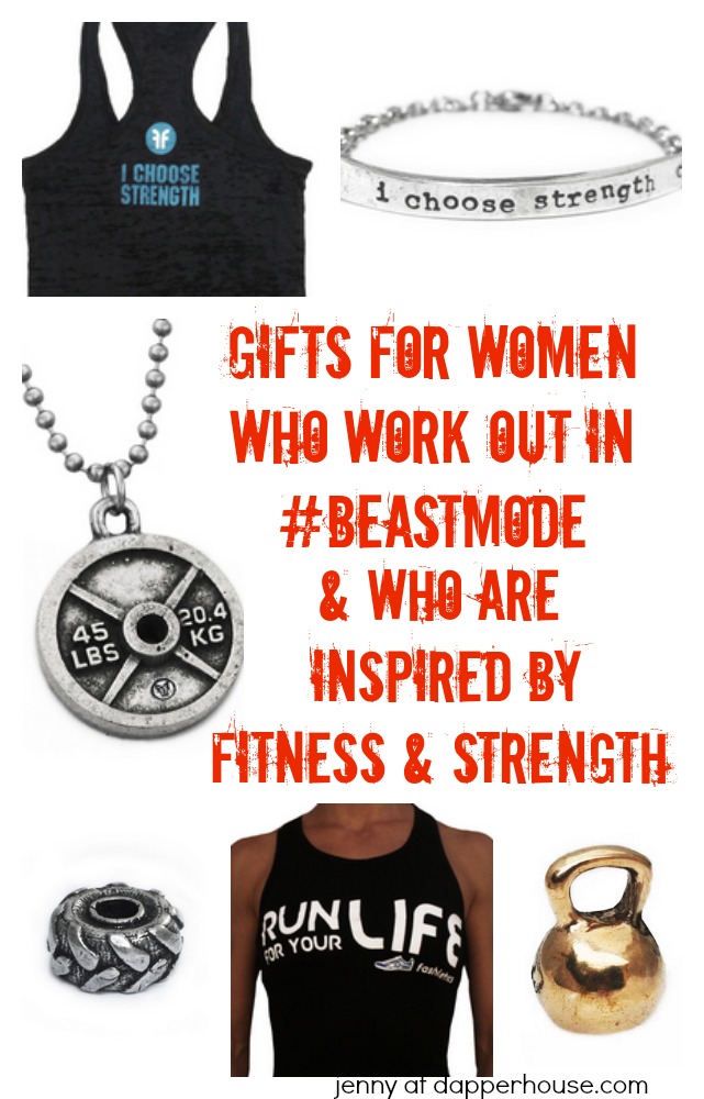 Gifts for women who are inspired by Fitness and Strength and who work out in #beastmode - jenny at dapperhouse #jewelry #fitness #gym #gifts