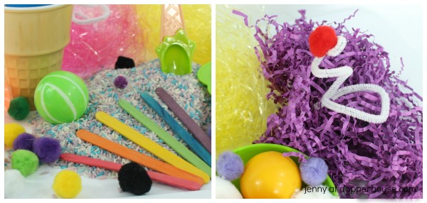 Hoe to make an ice cream sensory bin to learn through play - jenny at dapperhouse