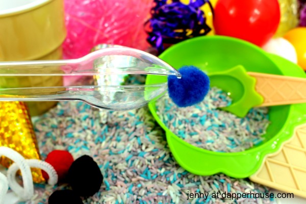 How to make an Ice Cream Shop Sensory Bin LearniThrough Play Activity jennyatdapperhouse