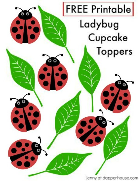 Lady Bug Cupcake Topper Free Printables - jenny at dapperhouse