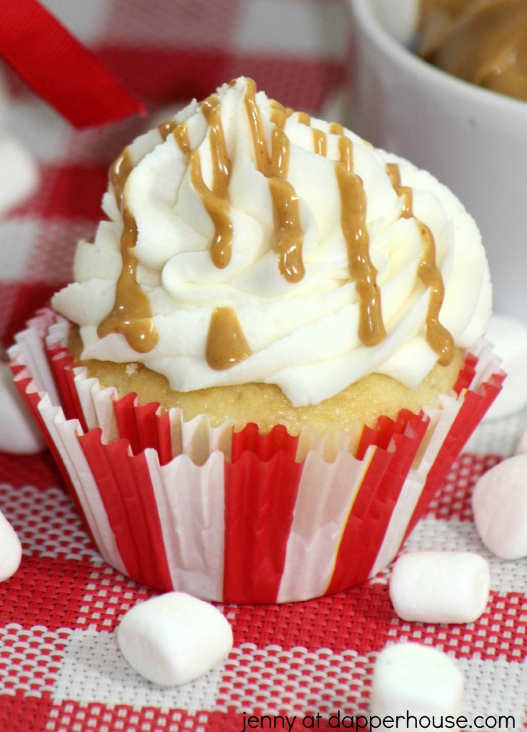 Peanut Butter and Marshmallow Fluff Cupcakes and Frosting from Scratch!  jenny at dapperhouse #fluffernutter #recipe #cake