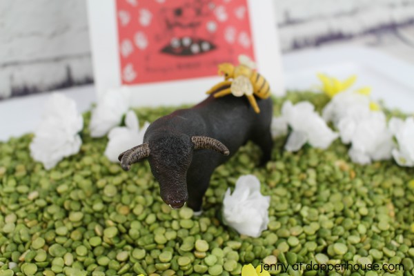 Sensory Bin Story Play & Learn Ferdinand the Bull - jenny at dapperhouse